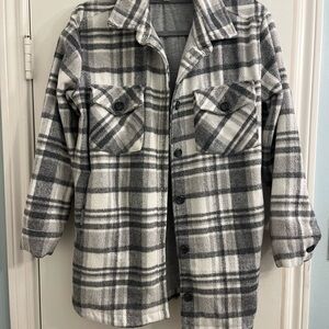 Thread & Supply Gray Plaid Shirt Jacket